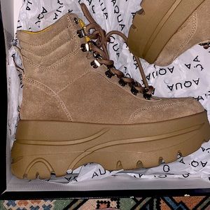 Aqua tan platform boots from Macys